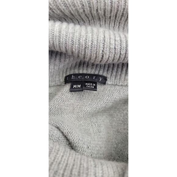 Theory Cashmere Pullover Knit Poncho Sweater Sz Medium Turtleneck Green - Picture 9 of 11